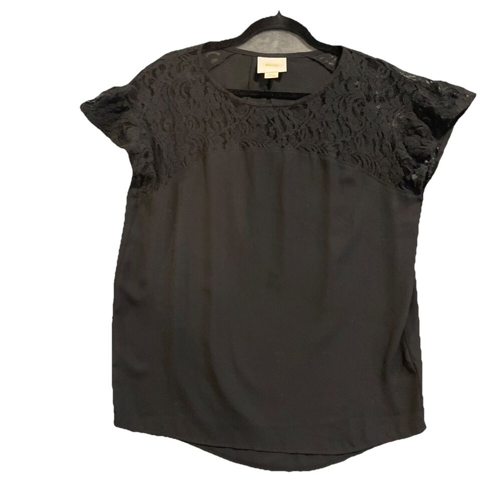 Maeve Anthropologie Top Womens XS Black Sheer Hi Lo Lace Feminine Fairy